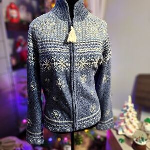 Blue and White Vintage Snowflake Sweater